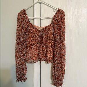Altar'd State Floral Blouse in Red and White